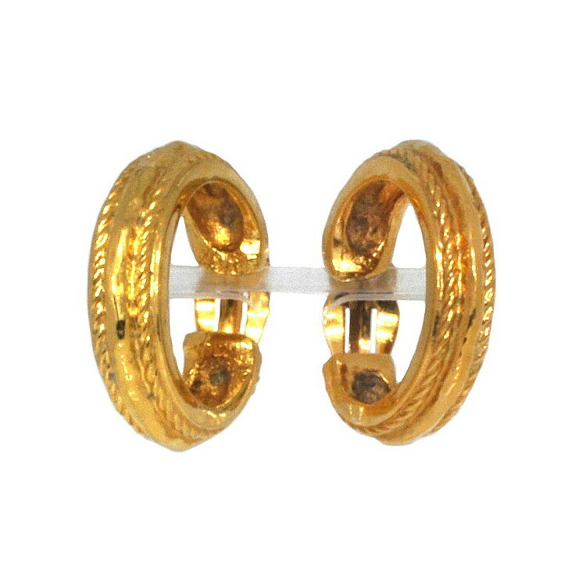 Yves Saint Laurent Earrings Gold Ysl Hoop Gp Big Circle Accent Round Clip